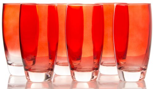 Set de 6 vasos altos de color rojo