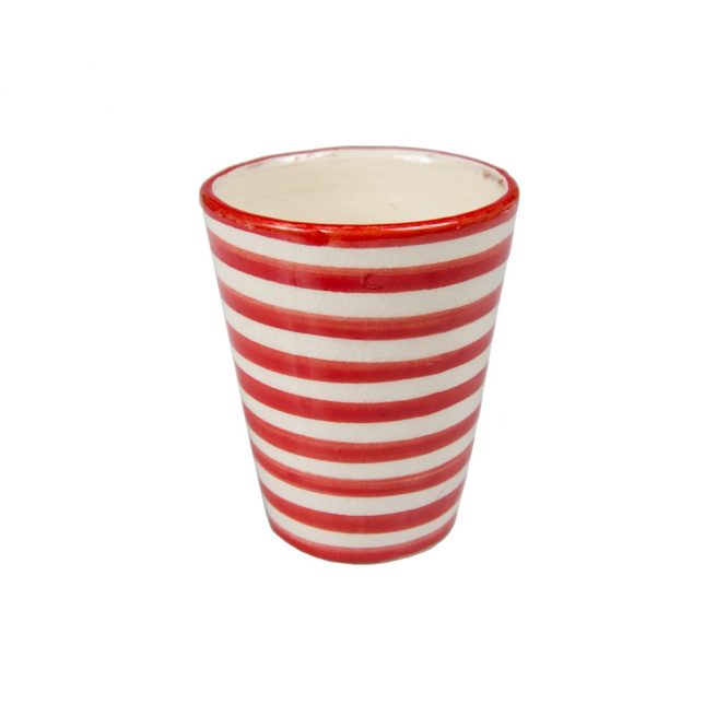 Vaso de cerámica rayas rojo
