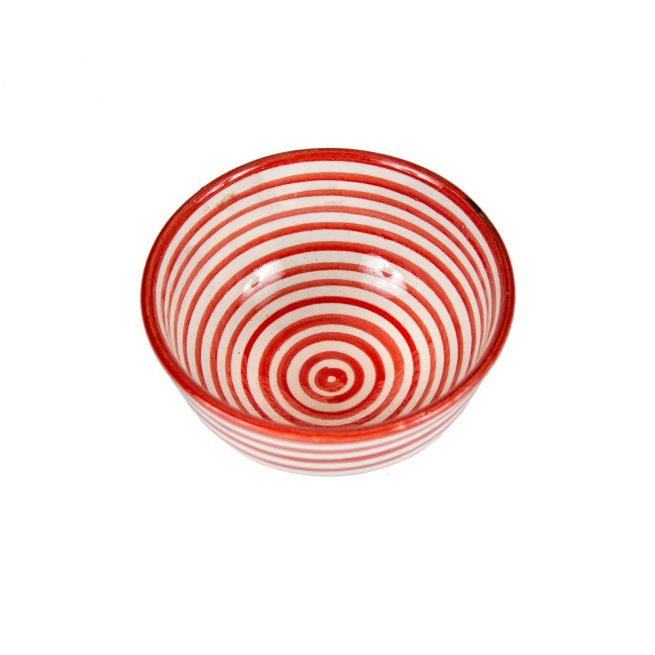 Cuenco de cerámica rayas rojo